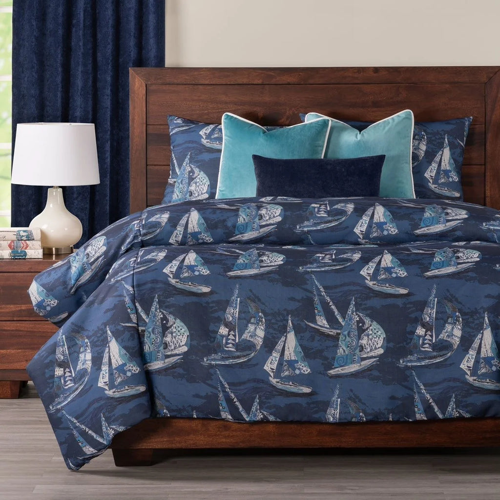 Sailboat Nautical Print Duvet Set California King 3 Piece Z80918