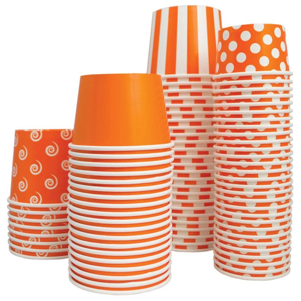12 oz Orange Striped Ice Cream Cups, 1 Case of 1,000 Cups T881932