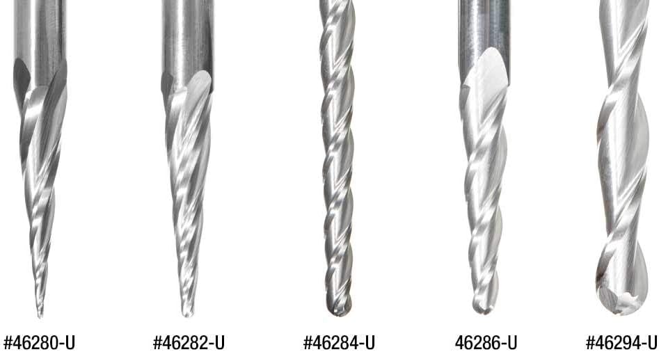CNC 2D & 3D Carving 6.2 Deg Tapered Angle Ball Tip x 1/32 Dia x 1/6 Pack of 2 Y601699