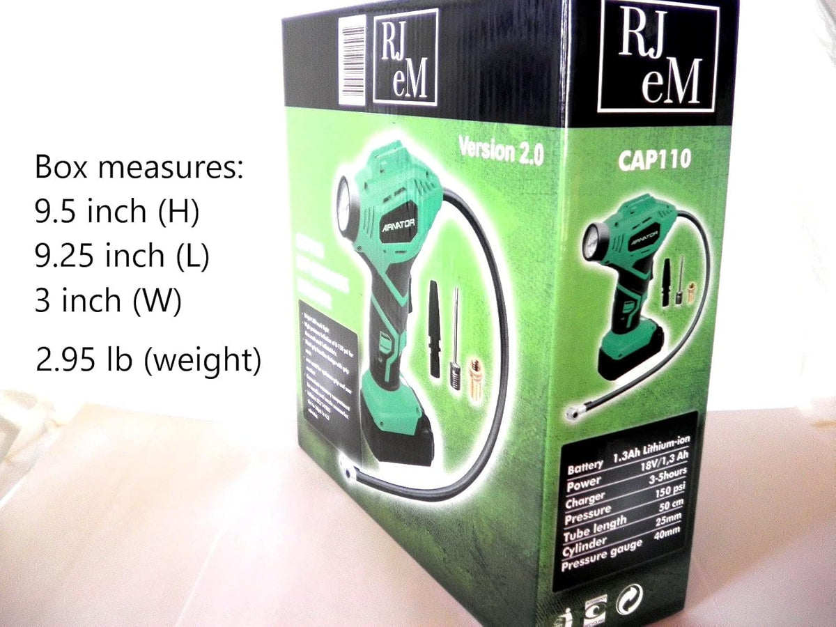 18-Volt Lithium-Ion Cordless Inflator with Gauge, Battery & Charger, 20in Air Hose (9 PC Kit) Pack of 2 G995489