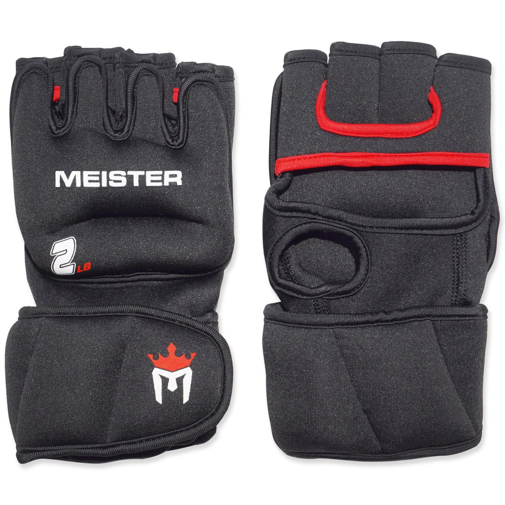 2 Pound Neoprene Weighted Gloves (Pair) - 2lb x 2 - Black/Red Q180