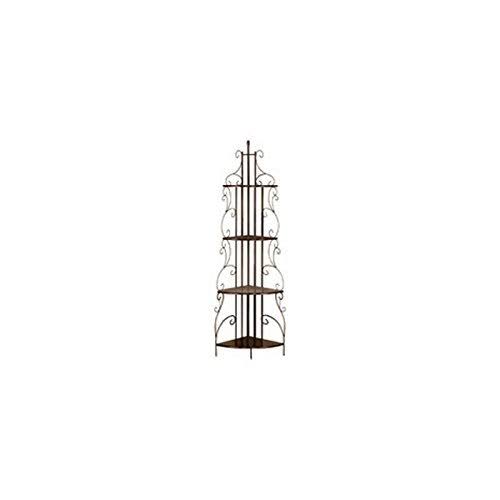 4-Shelf Corner Bookcase Cappuccino and Copper W485
