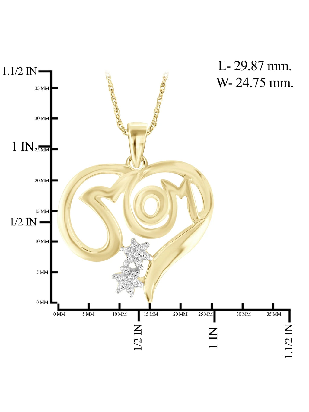14K Gold Plated Silver Mother Daughter Necklace with White Diamonds Q515464