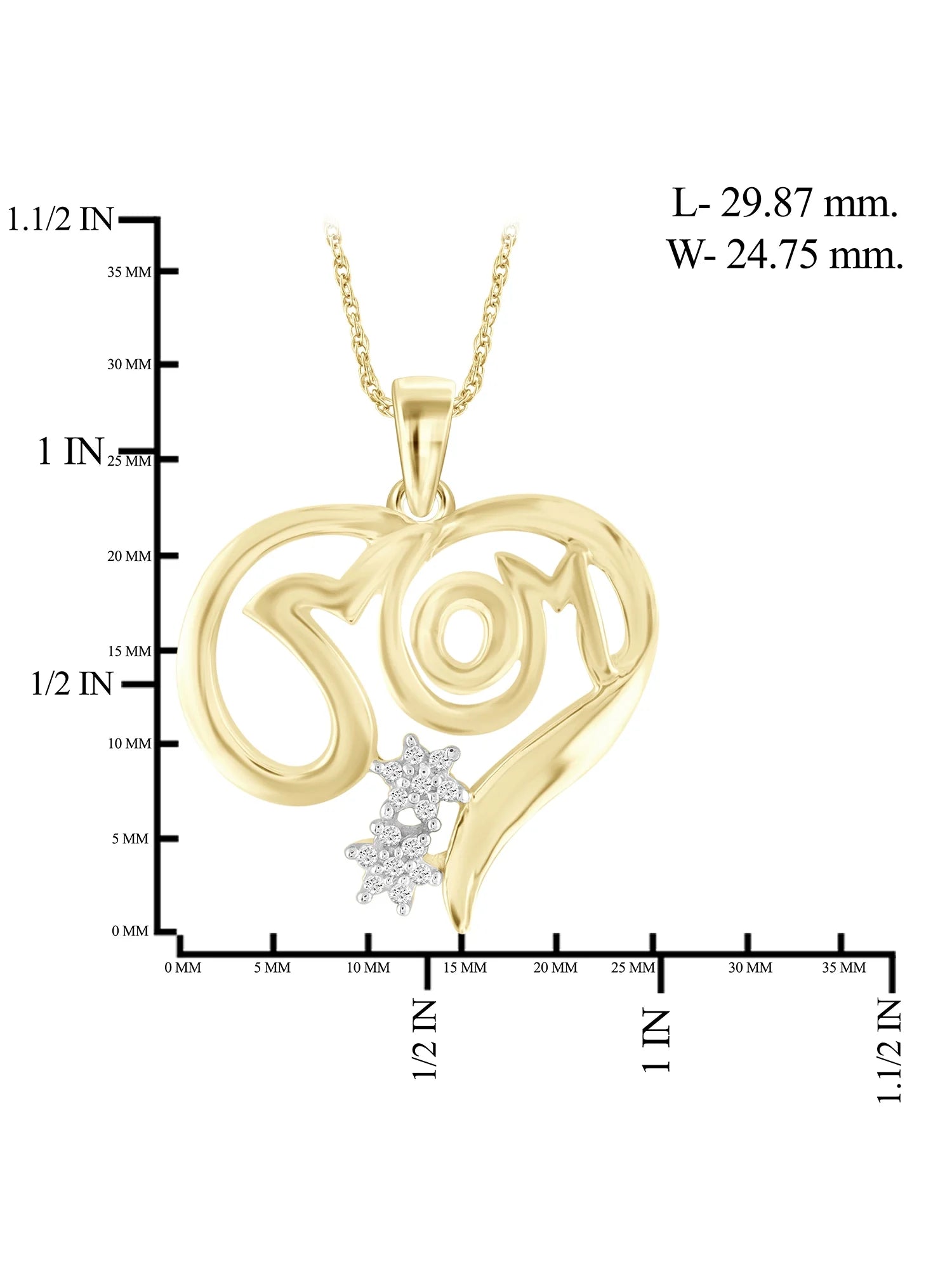 14K Gold Plated Silver Mother Daughter Necklace with White Diamonds Q515464