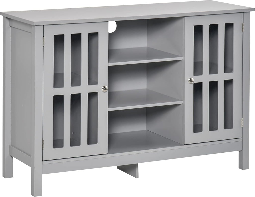 Grey Sideboard Storage Cabinet with 2 Doors and Open Shelving B675