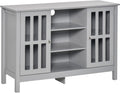 Grey Sideboard Storage Cabinet with 2 Doors and Open Shelving B675