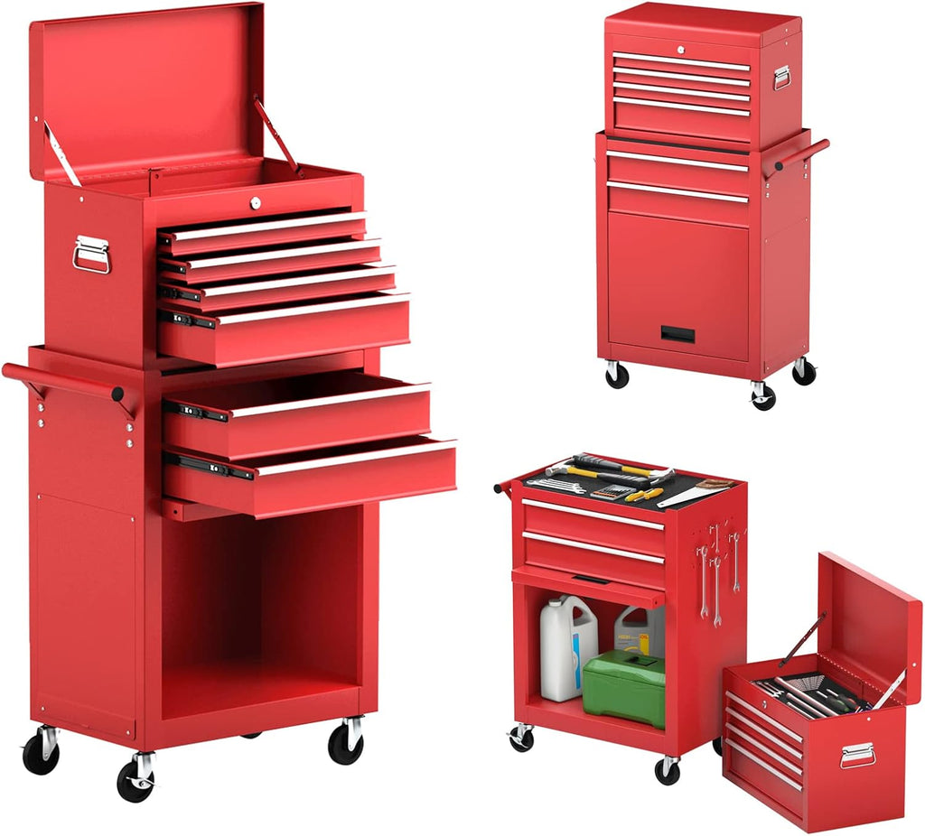 Red 6-Drawer Rolling Tool Chest with Sliding Drawers N78809