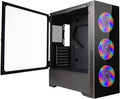 Mid Tower ATX PC Case with 3 Red LED Fans and Tempered Glass Panels I78376