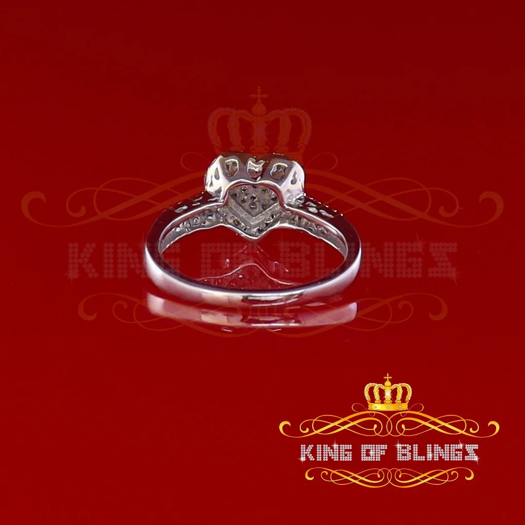 0.25 CT Real Diamond 925 Sterling Silver White Heart Ring Size 7 B9935