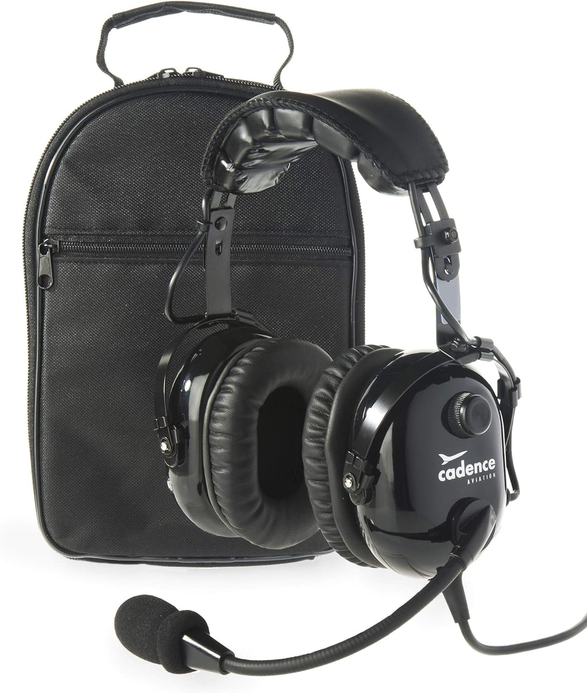 Jet Black Aviation Headset with Aux Input and Carrying Case P6090