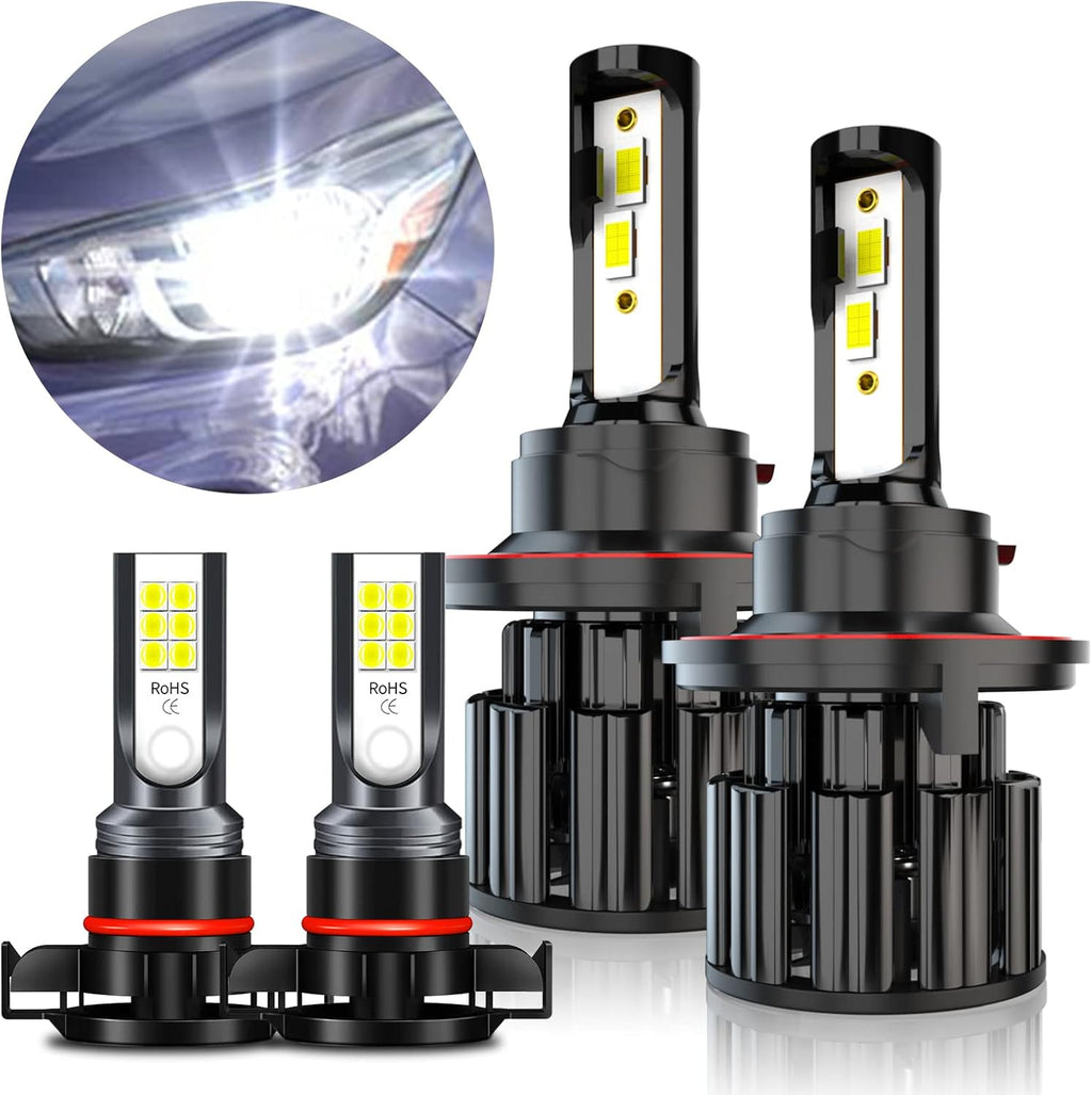 9008 6000K Cool White LED Headlight Bulbs Kit, Pack of 4 Pack of 2 D459