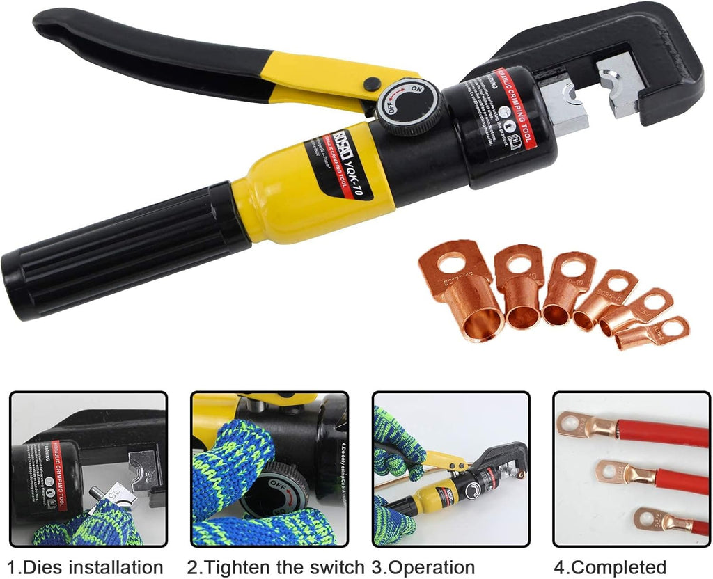 Hydraulic Wire Crimping Tool 12 AWG to 2/0, Pack of 2 M4589