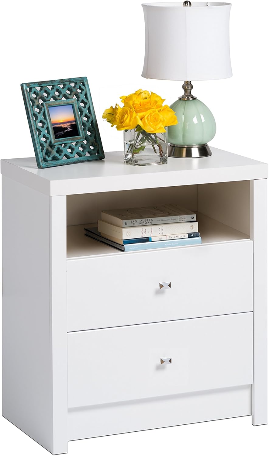 White 2 Drawer Nightstand J21043