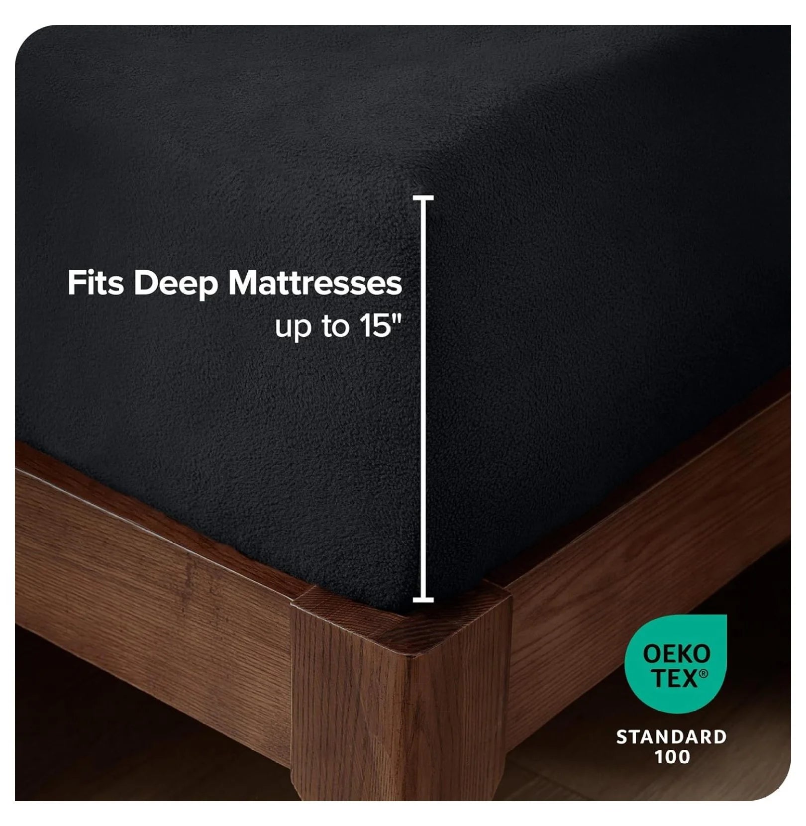 Twin XL Black Deep Pocket Fleece Fitted Sheet A84422