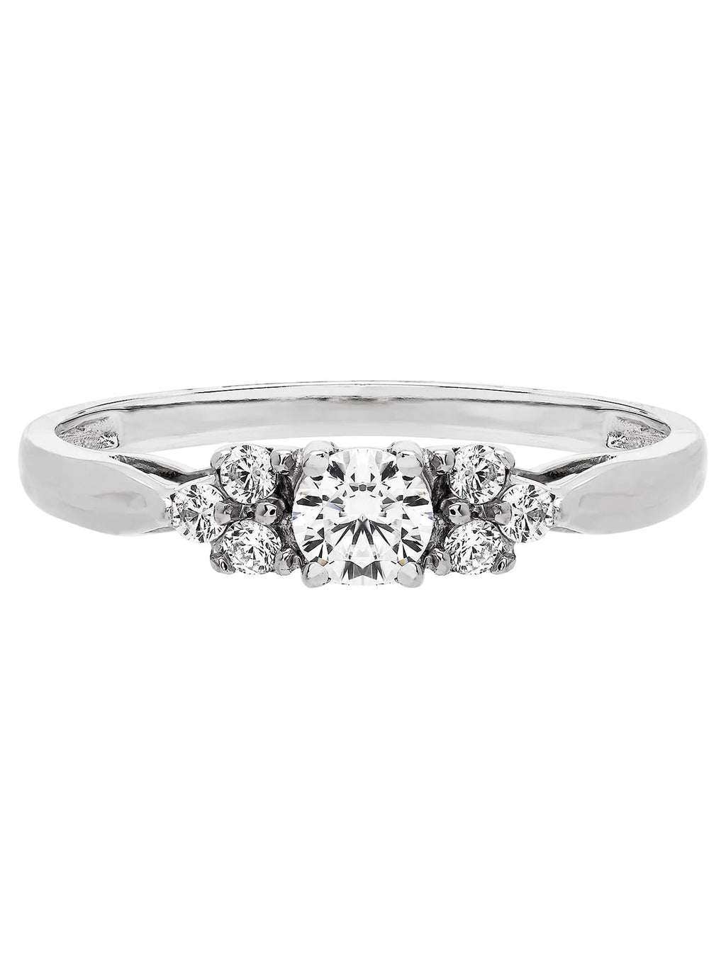Cubic Zirconia Engagement Ring in 10K White Gold T702022