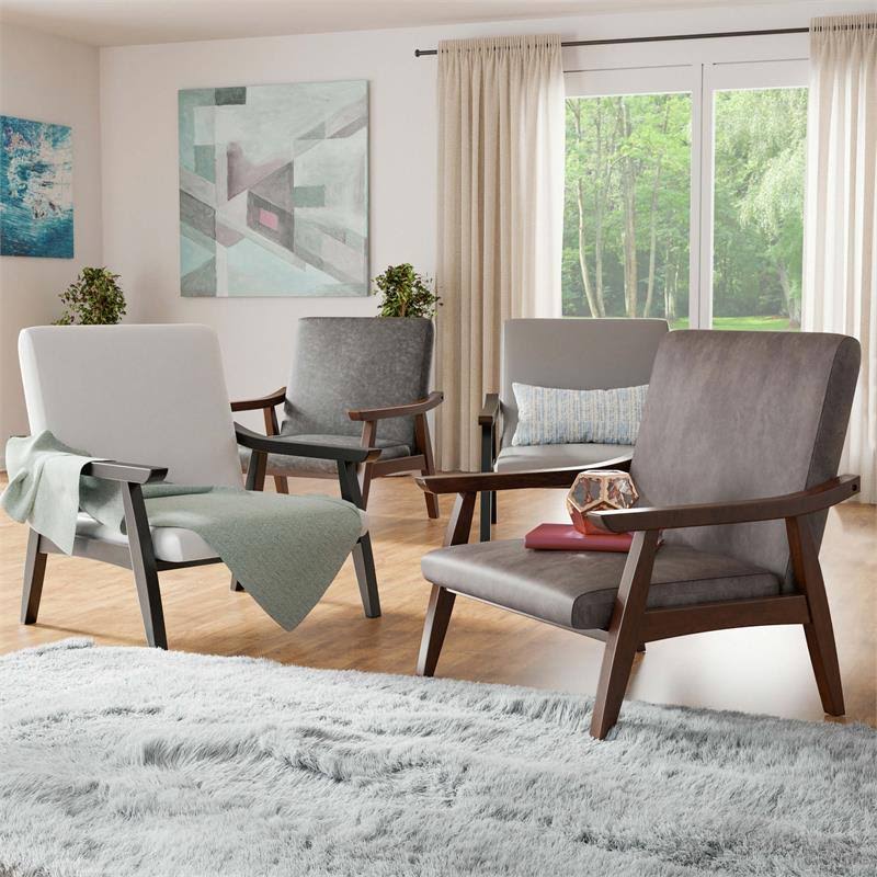 Light Gray Wood Padded Accent Chair (Set of 2) O44969