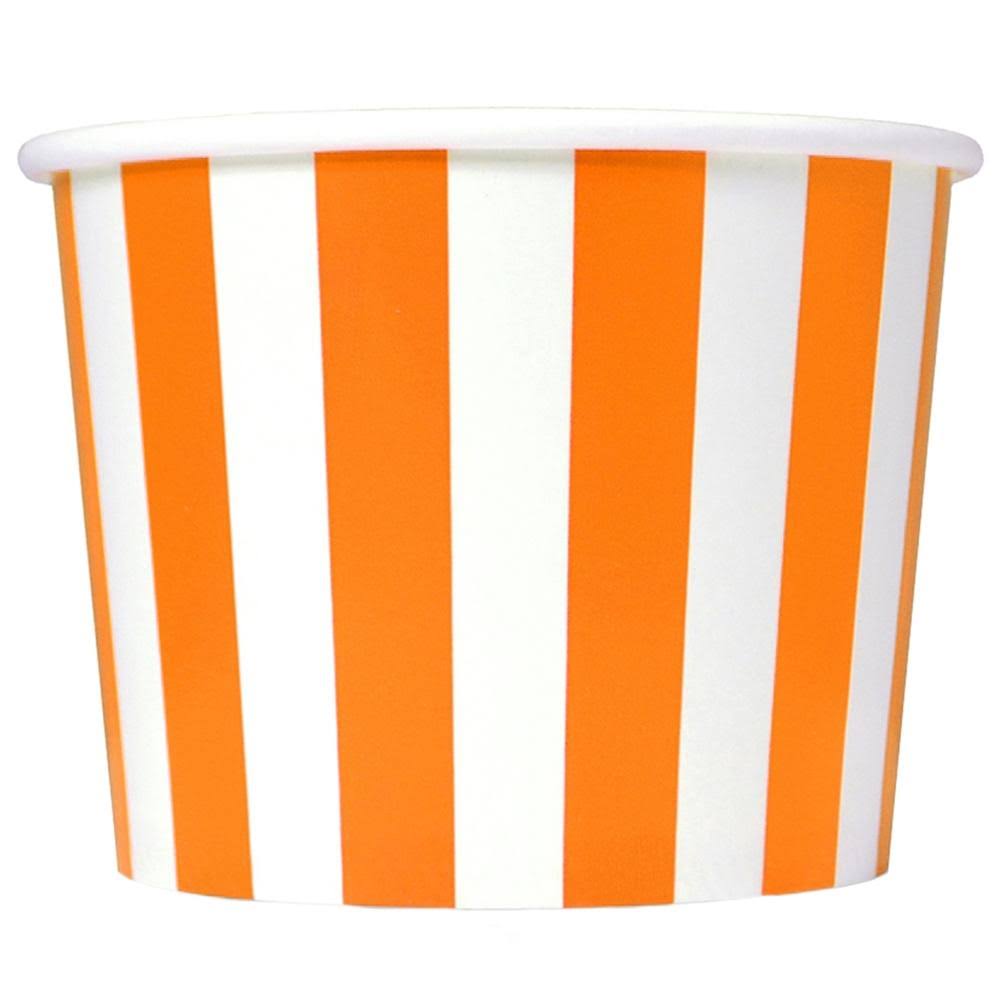 12 oz Orange Striped Ice Cream Cups, 1 Case of 1,000 Cups T881932