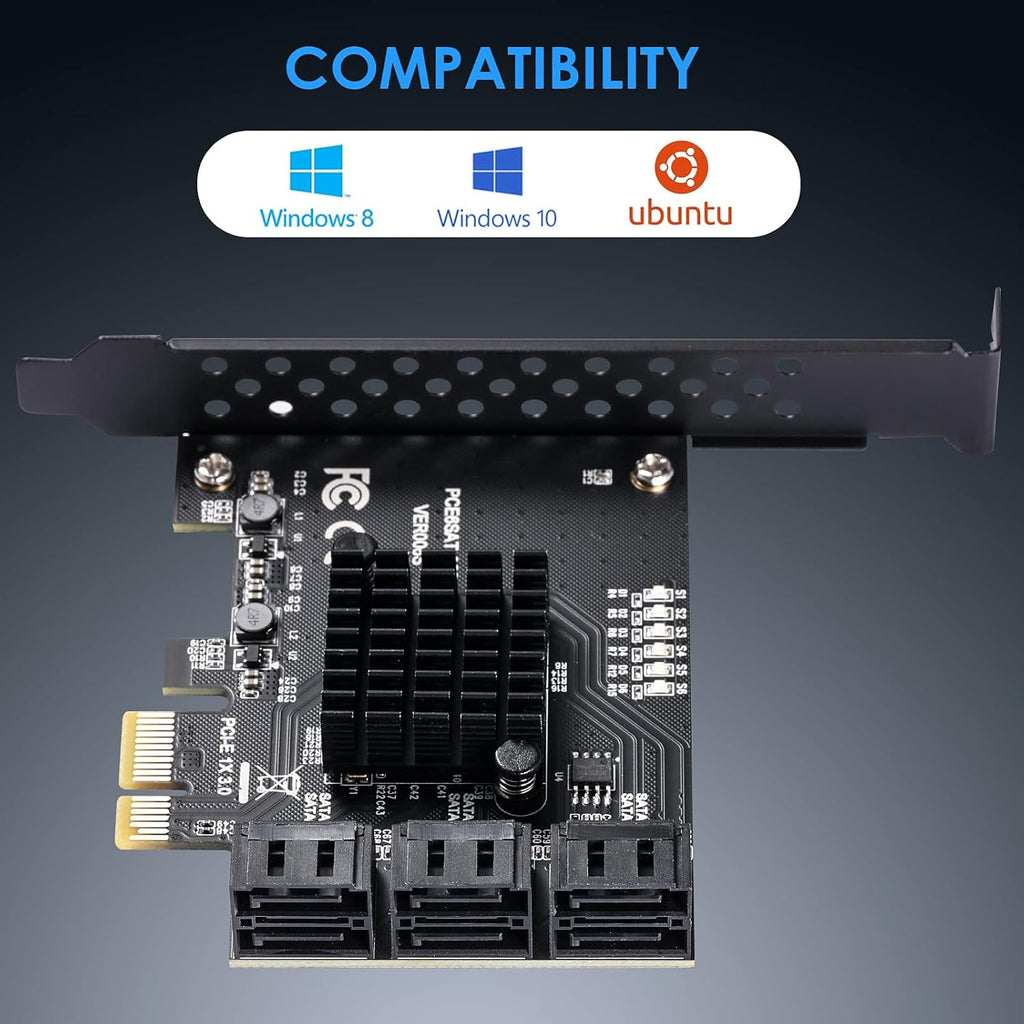 PCIe SATA Card 8 Ports with 8 SATA Cables and Low Profile Bracket P832738