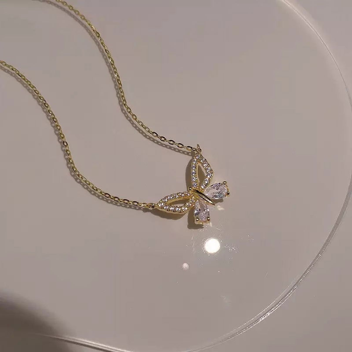 Delicate Butterfly Zircon Choker Necklace F616087
