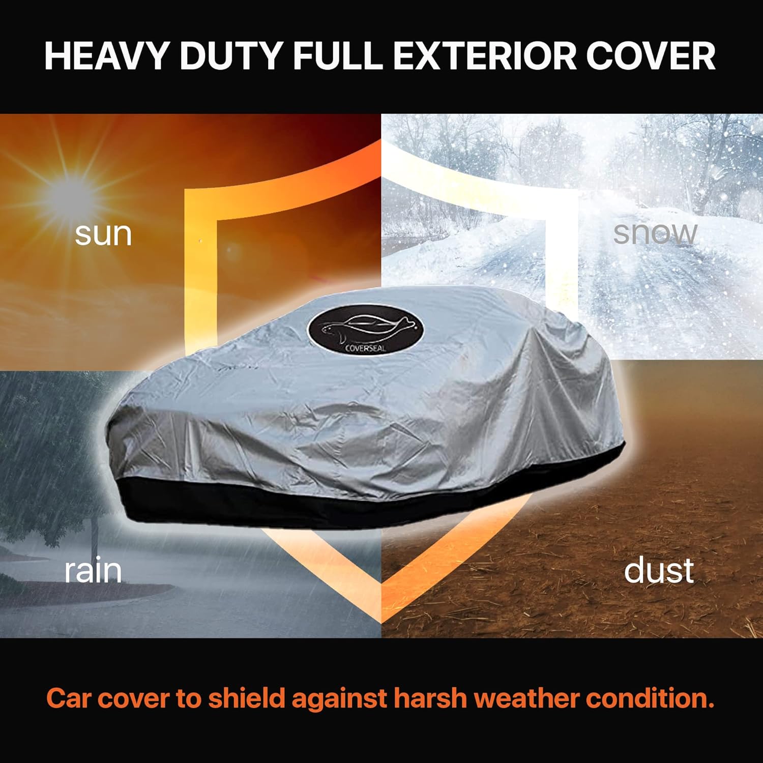 Mid Size 189 L x 73 W x 71 H inch Heavy Duty Outdoor Car Cover Q38416