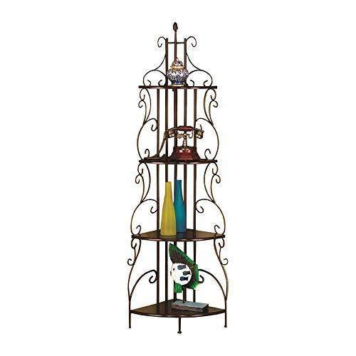 4-Shelf Corner Bookcase Cappuccino and Copper W485
