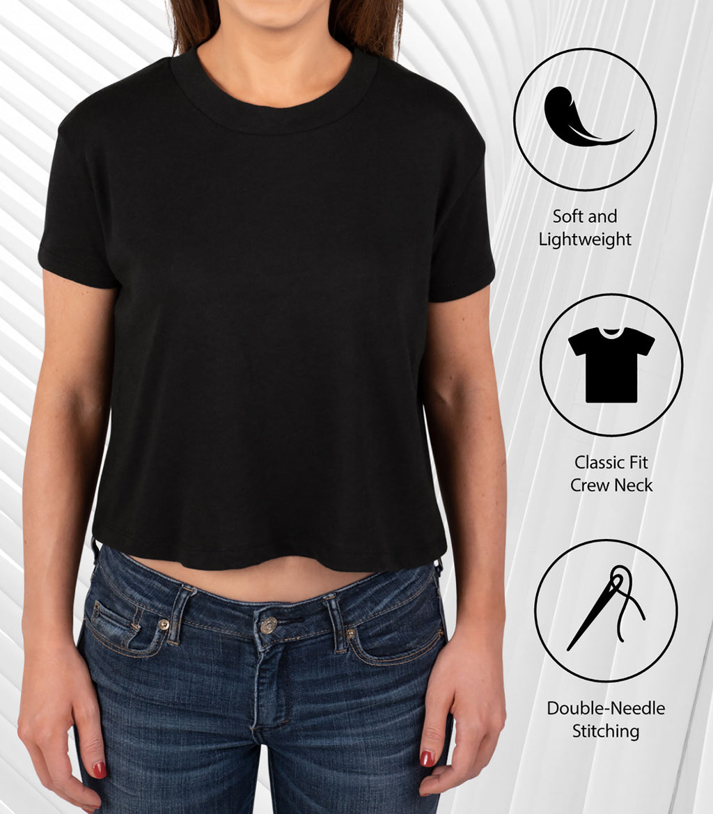 Juniors Cropped Cotton Blend T-Shirt X5755
