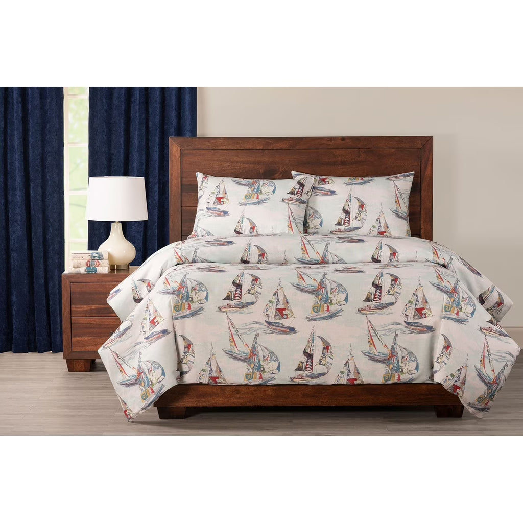 Sailboat Nautical Print Duvet Set California King 3 Piece Z80918