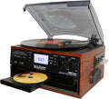Bluetooth Record Player Turntable with AM/FM Radio, Cassette, CD Player, 2 Built in Speaker, SD Slot, USB, AUX V827024
