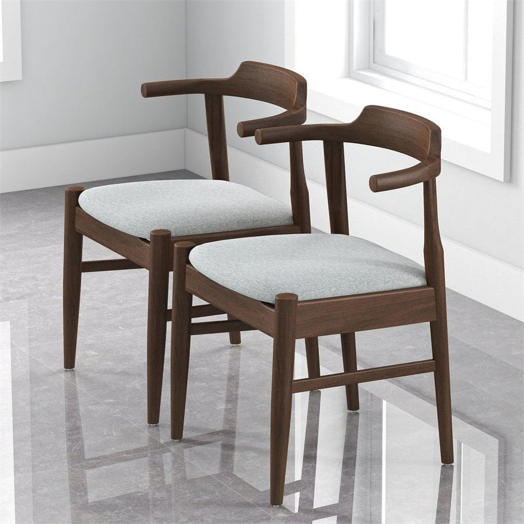 Mid-Century Wood/Fabric Dining Chair in Gray (Set of 2) A13908