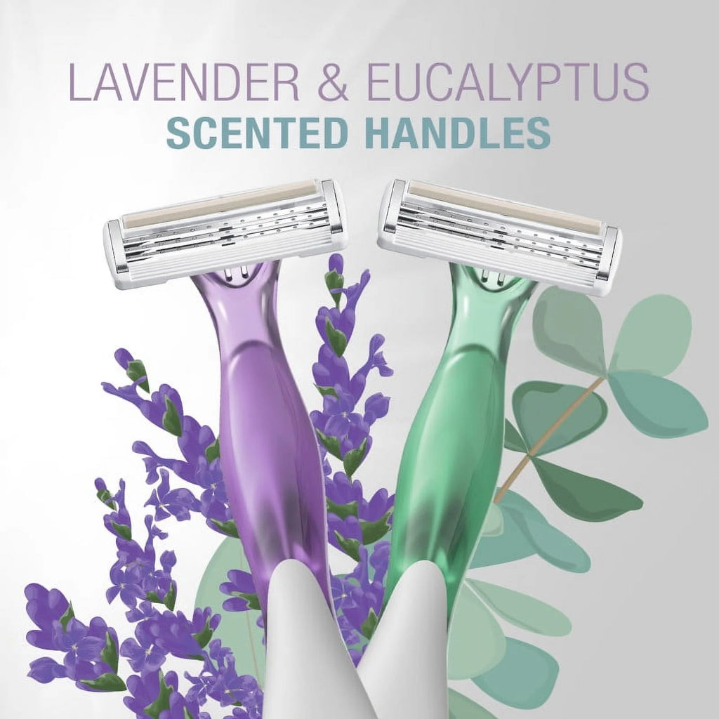 12 Pack Women's Disposable Razors with Natural Almond Oil R2867