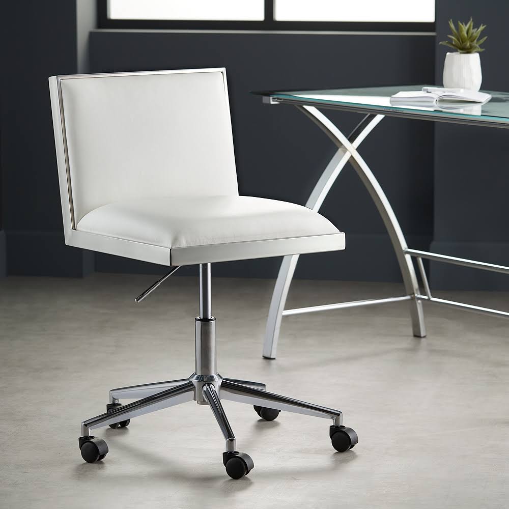 White Adjustable Swivel Office Chair W93893