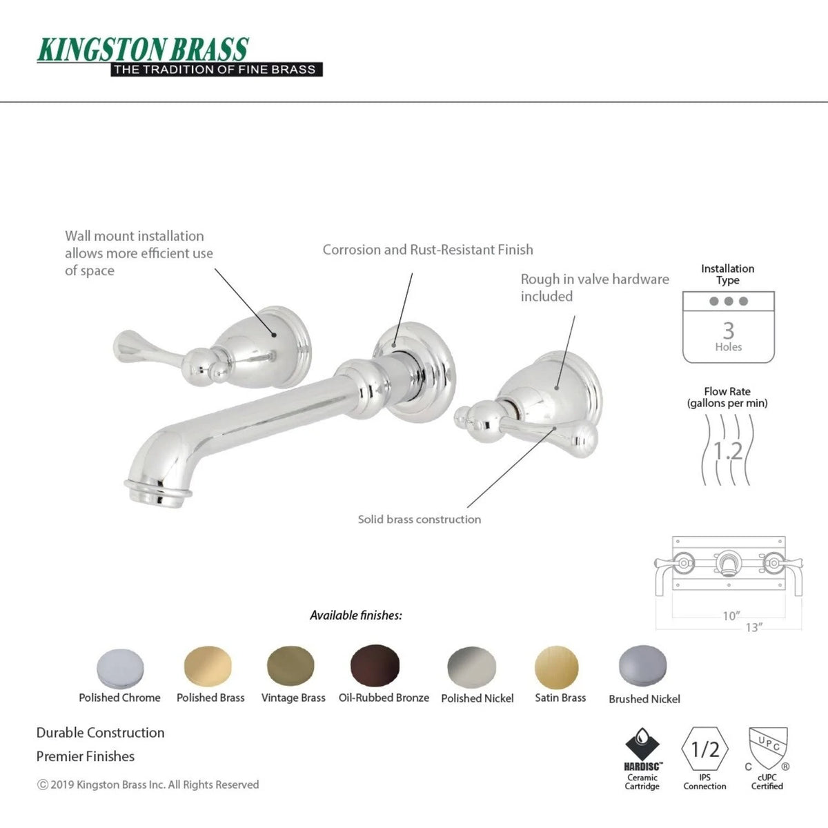 Oil Rubbed Bronze Two-Handle Wall Mount Bathroom Faucet L2971