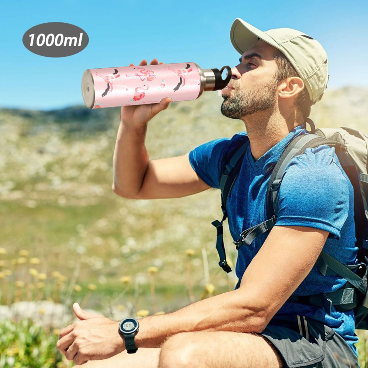Pink Insulated Stainless Steel Water Bottle with Straw Lid 20 oz M677629