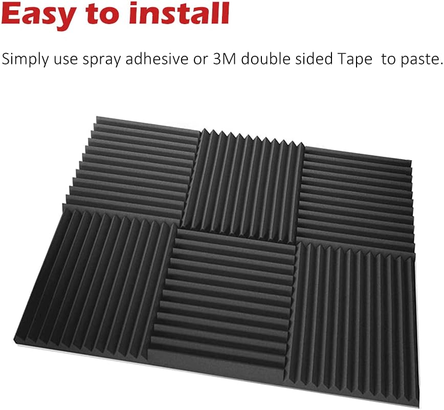 Acoustic Foam Panels 48 Pack 12" x 12" x 2" Sound Dampening Panels, Sound Absorbing Foam, Studio Acoustic Foam, Pack of 2 K8018