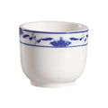 Blue Lotus 4.5 oz. Bone White Porcelain Sake Cup with Blue Rim Decor - 72/Case D60146