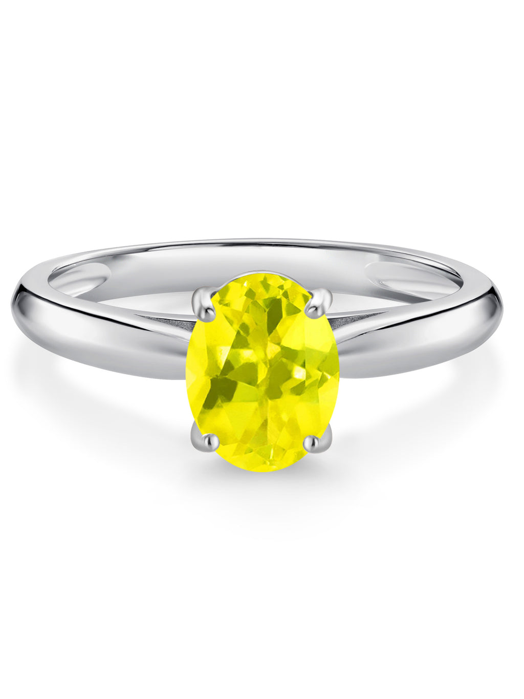 10K White Gold Canary Mystic Topaz Solitaire Engagement Ring O12794