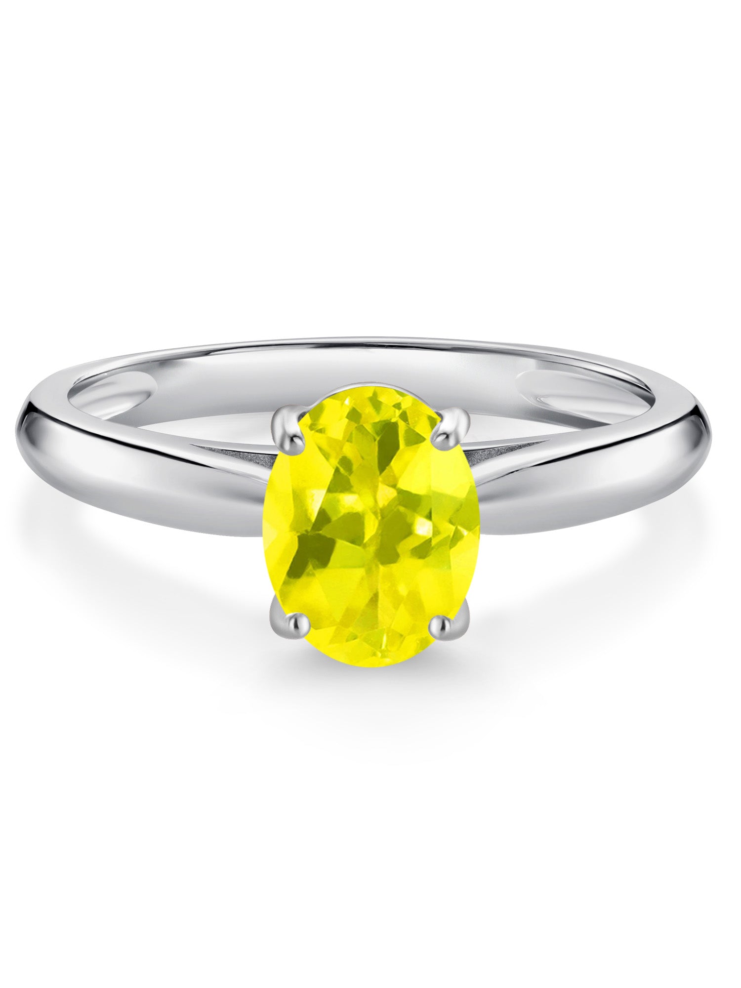 10K White Gold Canary Mystic Topaz Solitaire Engagement Ring O12794