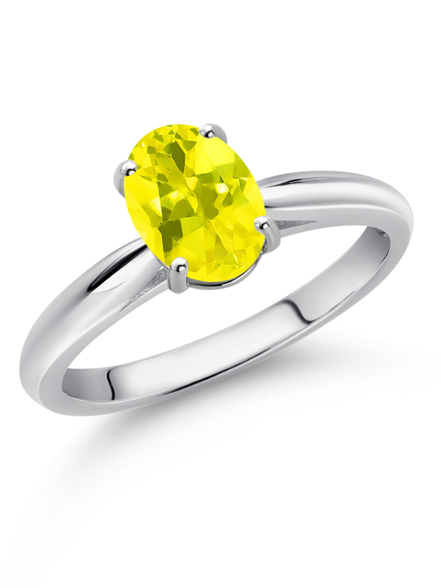 10K White Gold Canary Mystic Topaz Solitaire Engagement Ring O12794