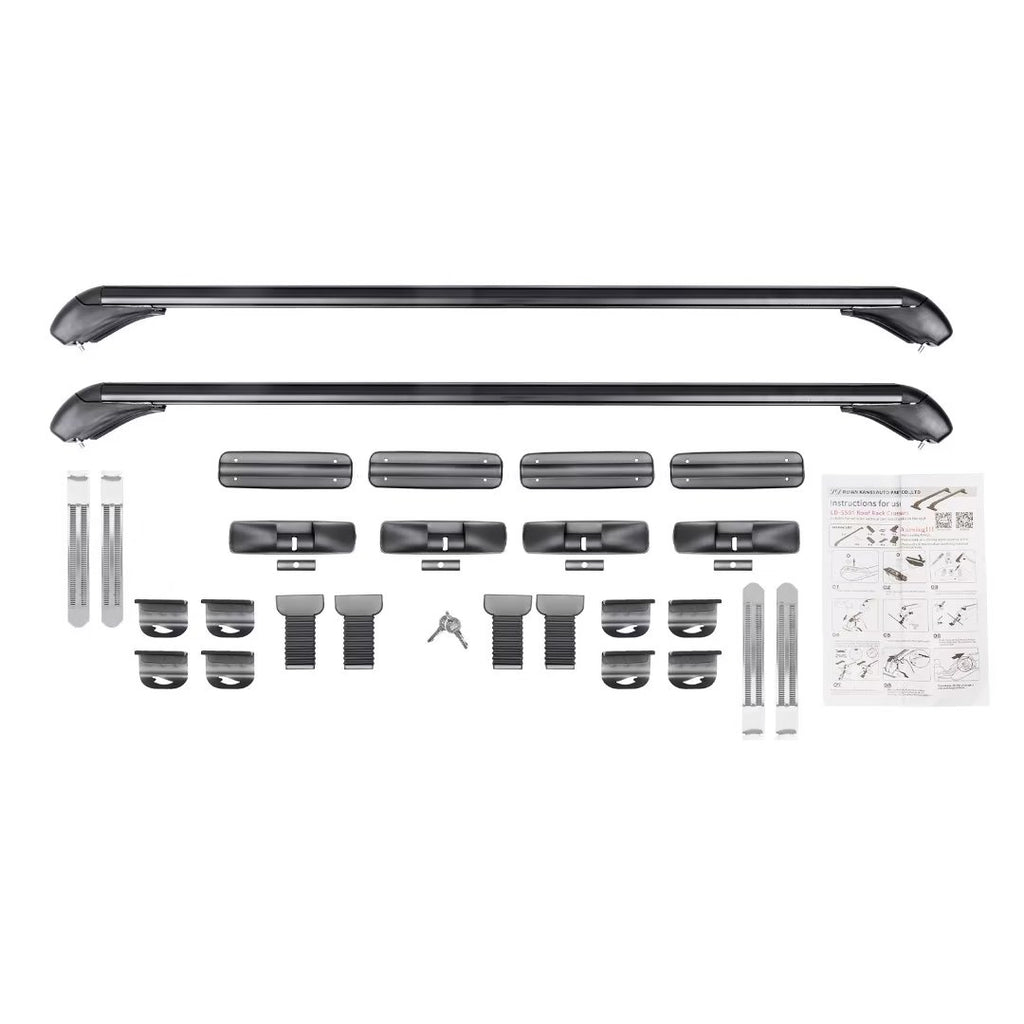 2Pcs Universal Aluminum Car Top Roof Rack Rail Adjustable Lockable Black G814098