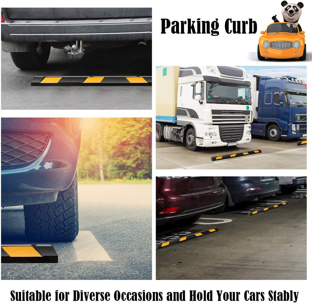 Rubber Parking Curb with 8 Reflective Yellow Safety Stripes M530