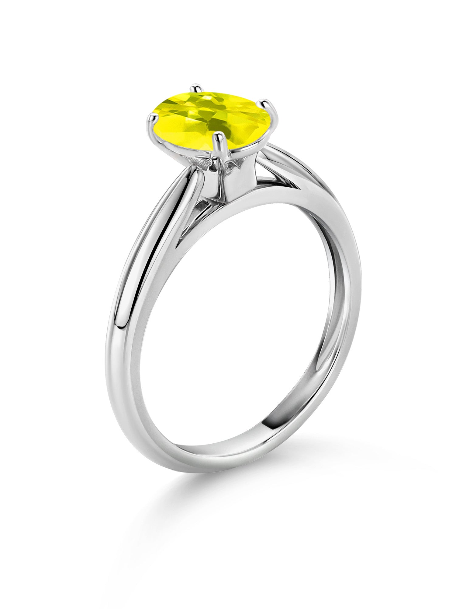 10K White Gold Canary Mystic Topaz Solitaire Engagement Ring O12794