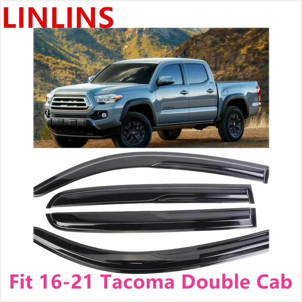 Smoke Window Deflectors Sun Rain Guard Vent Shade for Tacoma Double Cab D6515