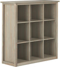 Distressed Grey 9 Cube Solid Wood Bookcase with 9 Shelves B3629