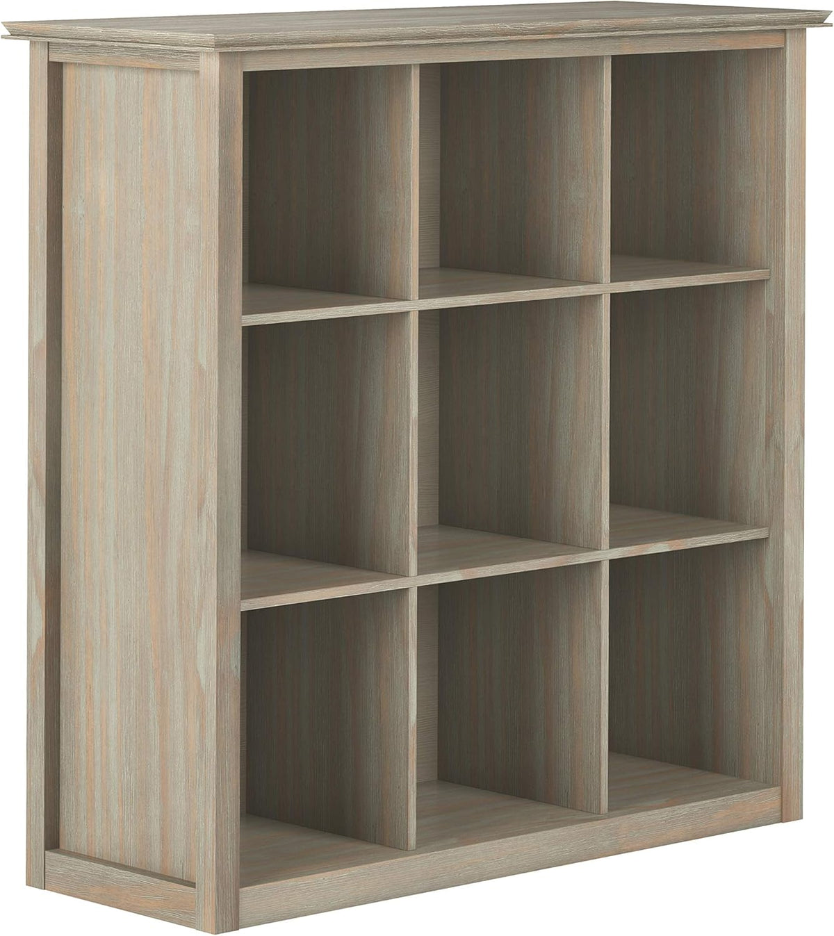 Distressed Grey 9 Cube Solid Wood Bookcase with 9 Shelves B3629