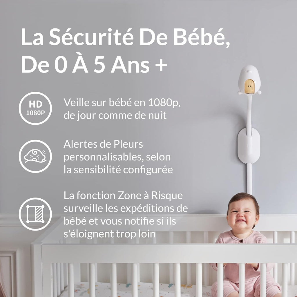 Smart Baby Monitor with Wall Mount: 1080p HD Night Vision Camera, 2-Way Audio, Cry & Temperature Detection W467633