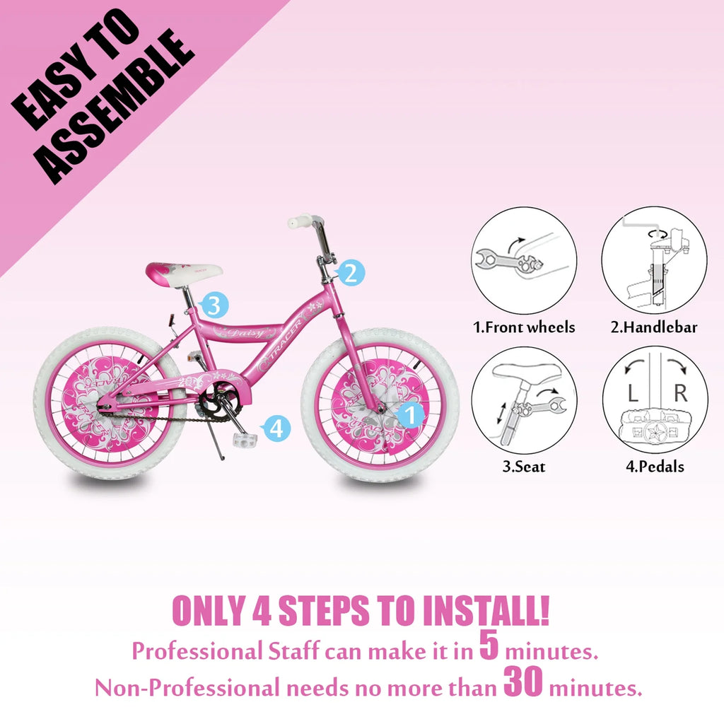 Pink 20 Inch Kids BMX Bike with Kickstand S6690