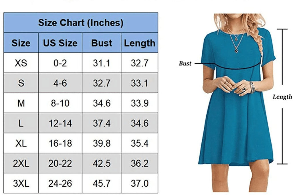 Women's Summer Casual T-shirt Dress Short Sleeve Boho Beach Dress O24393