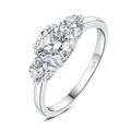 3 Stones 1ct Moissanite Engagement Ring, 925 Sterling Silver, Round Cut, Size 5-9 A339207