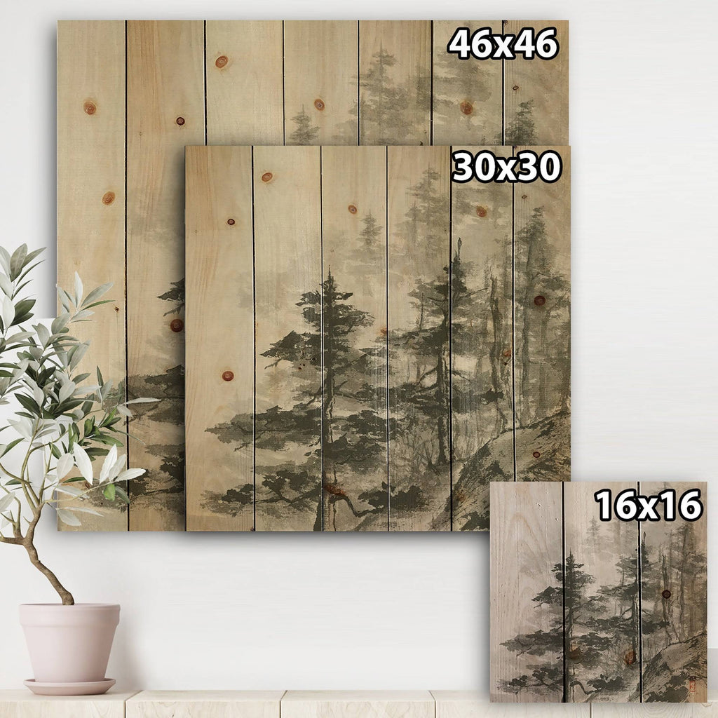 Grey Natural Pine Wood Print U266851