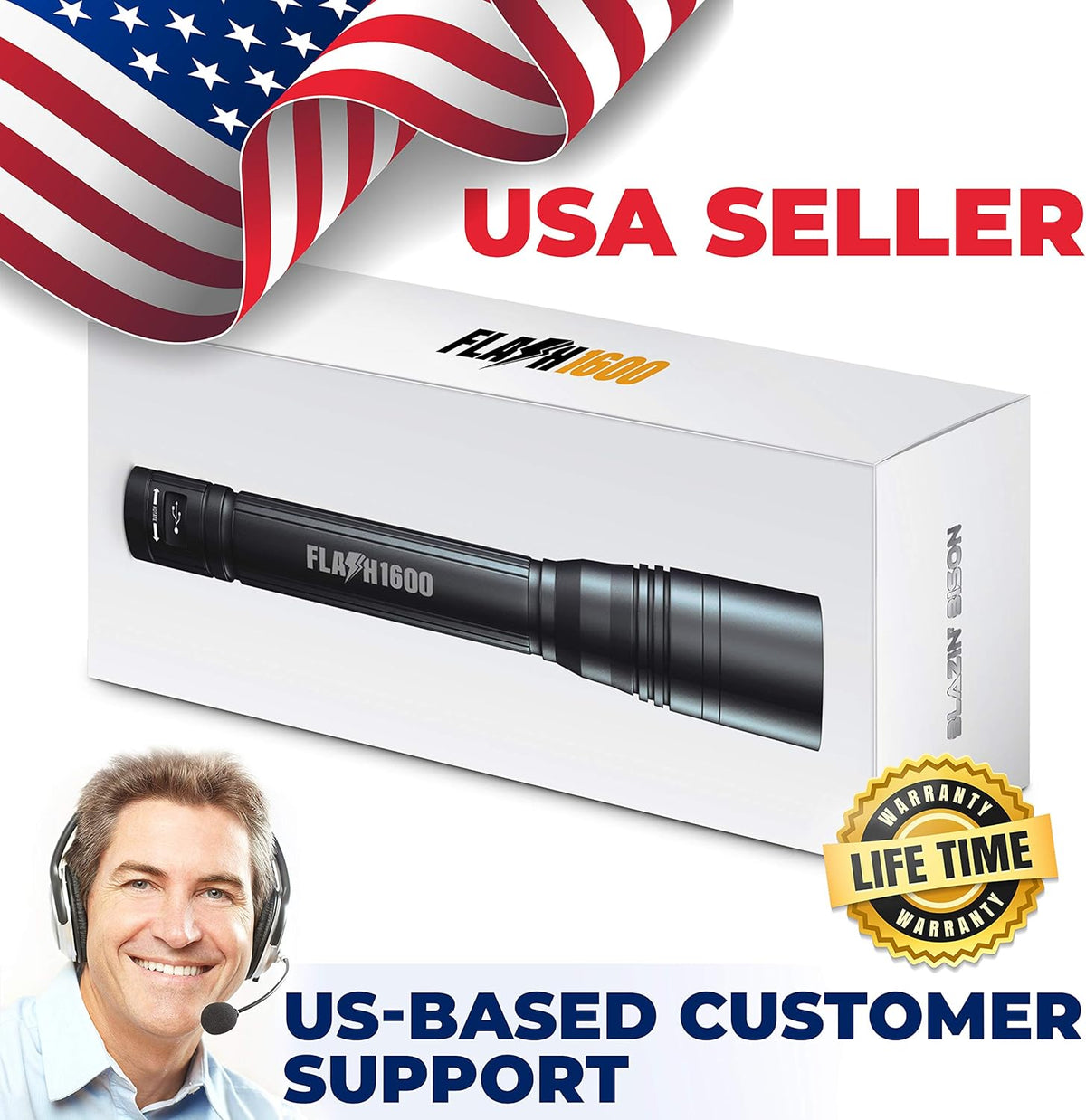 1600 Lumen Rechargeable LED Flashlight, Pack of 2 N119